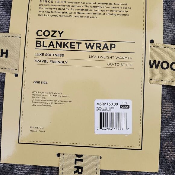 Woolrich New cozy  blanket wrap Leopard print - Picture 4 of 5